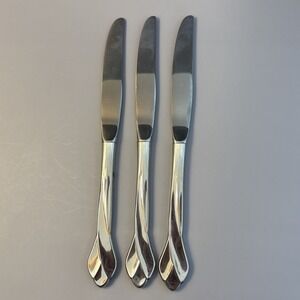 Oneida SATIN TRIBECA Stainless Dinner Knife Frosted & Glossy USA Flatware Lot 3